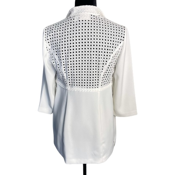 Chico’s Women’s Jacket Eyelet Antique White 3/4 Sleeve Size 0 / 4-6 - Picture 4 of 12